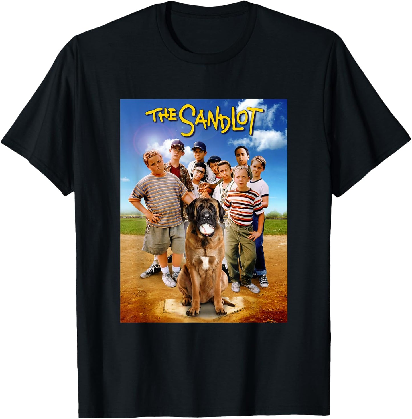 The Sandlot Baseball Field Group Dog Poster T-Shirt - T-Shirt | Black