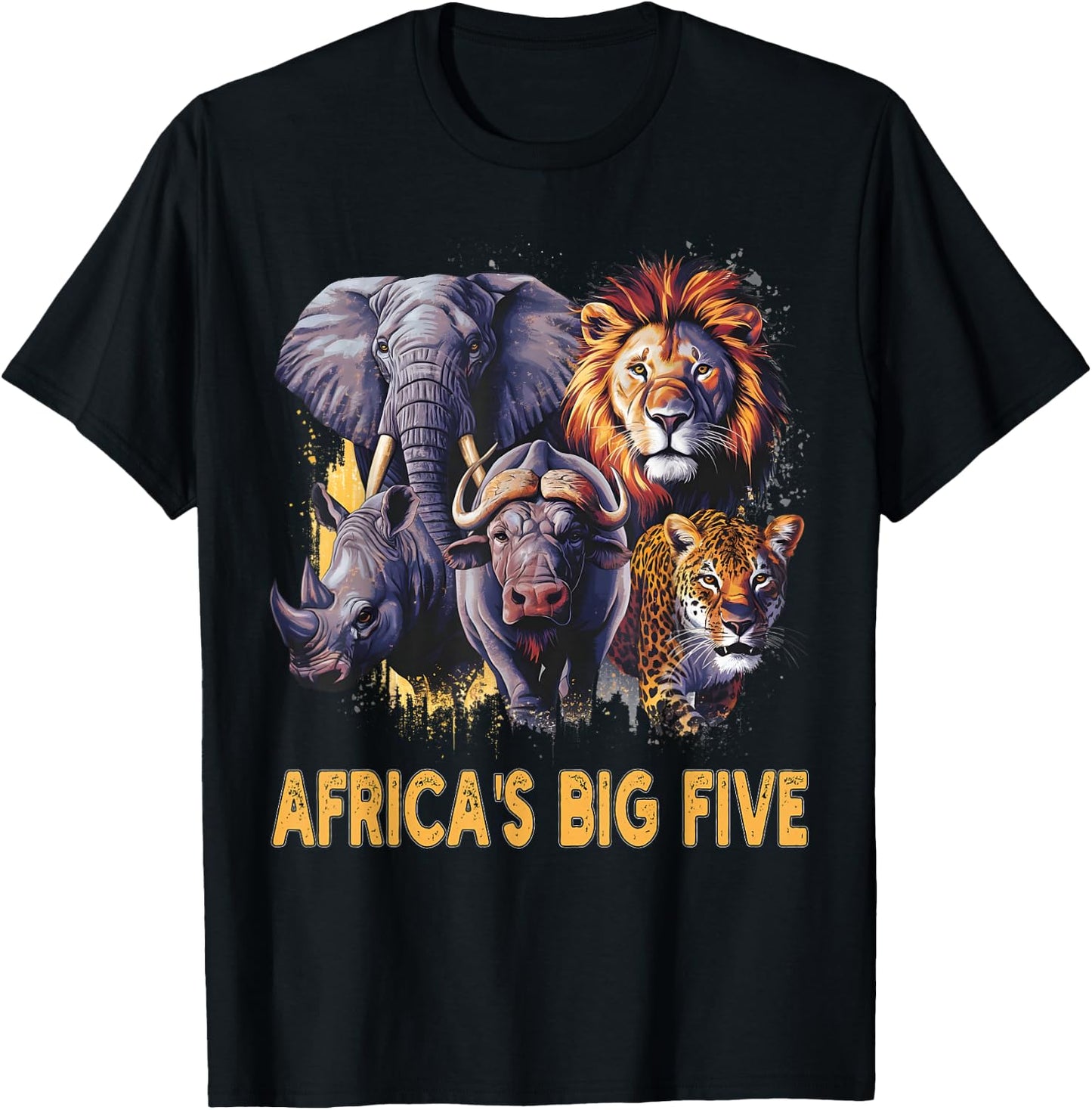Big 5 Wildlife South Africa Safari Africa's Big Five , black T-Shirt - T-Shirt | Black