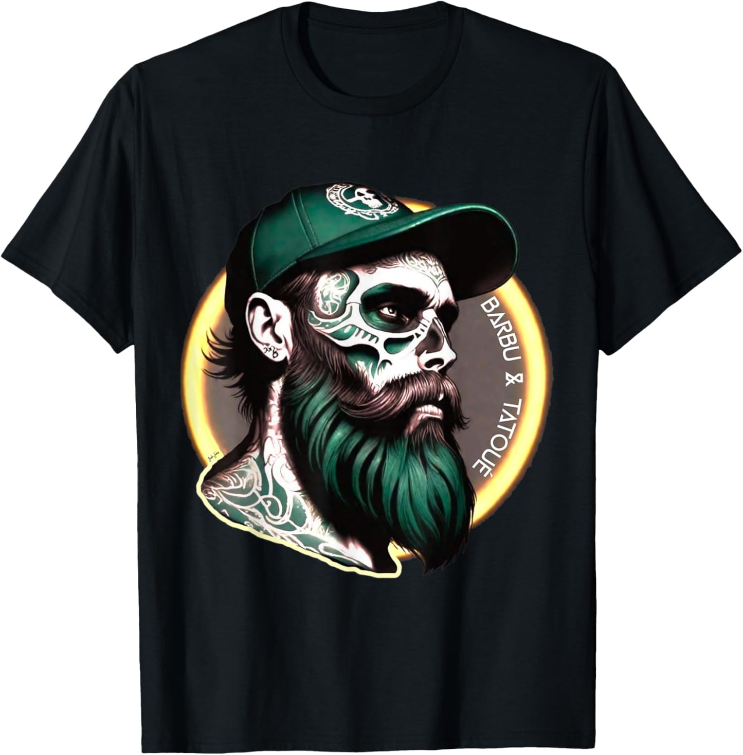 Bearded Tattoo Tattoo Beard Husband Gift , Black, S T-Shirt - T-Shirt | Black