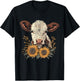 Cow Sunflowers Cute Baby Cow Vintage Farm Animals Farmer T-Shirt - T-Shirt | Black