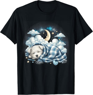Napping Westie Pajama West Highland White Terrier Sleeping T-Shirt - T-Shirt | Black