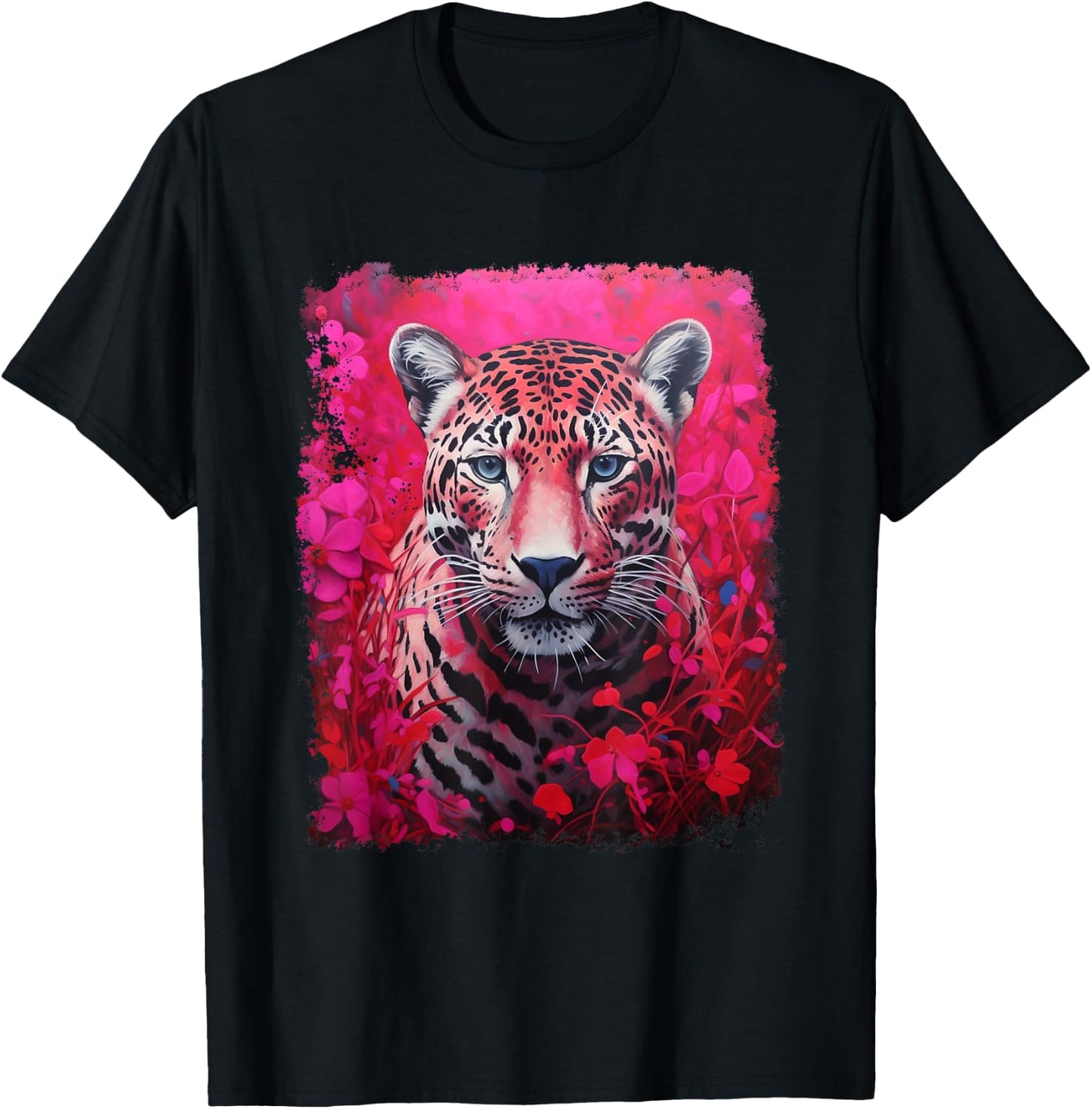 Pop Art Vintage Zoo Animal Jaguar Pink T-Shirt - T-Shirt | Black