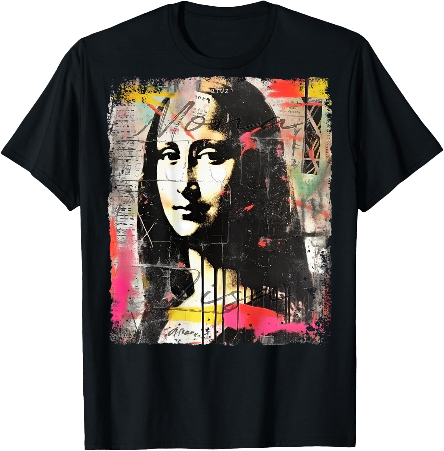 Mona Lisa Art Backprint Streetwear Mode Vintage Damen Herren T-Shirt - T-Shirt | Black