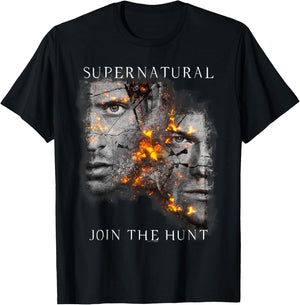 Supernatural Sam Dean Cracking Portraits T-Shirt - T-Shirt | Black