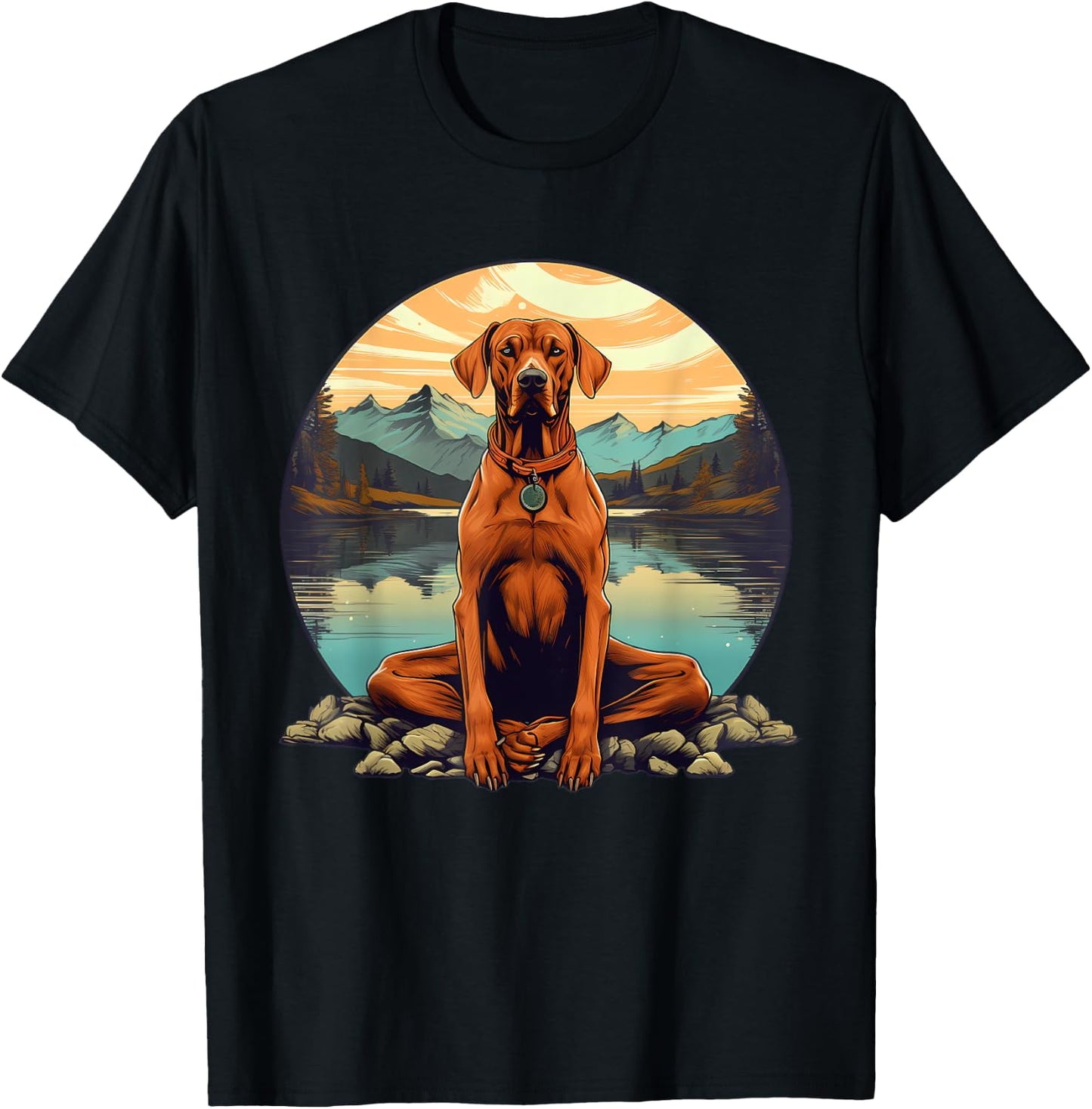 Rhodesian Ridgeback Dog Meditation Yoga Men Women Kids T-Shirt - T-Shirt | Black