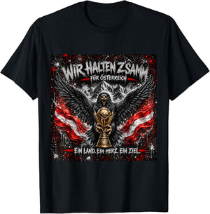 Wir halten Z´SAMM für Österreich EIN Land EIN Herz EIN Ziel T-Shirt - T-Shirt | Black