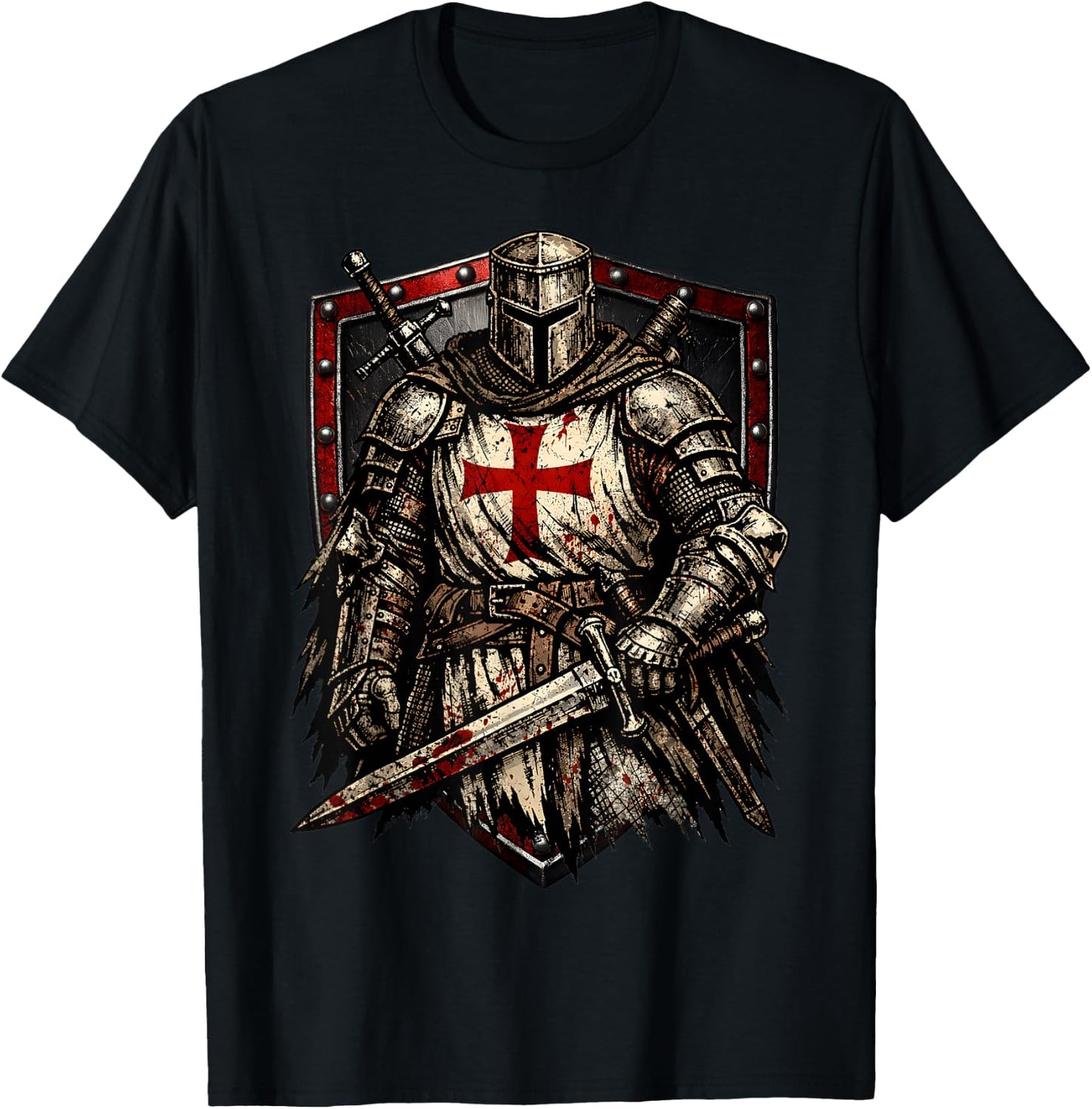 Chevalier Templier Chrétien Guerrier de Dieu Croisé T-Shirt - T-Shirt | Black