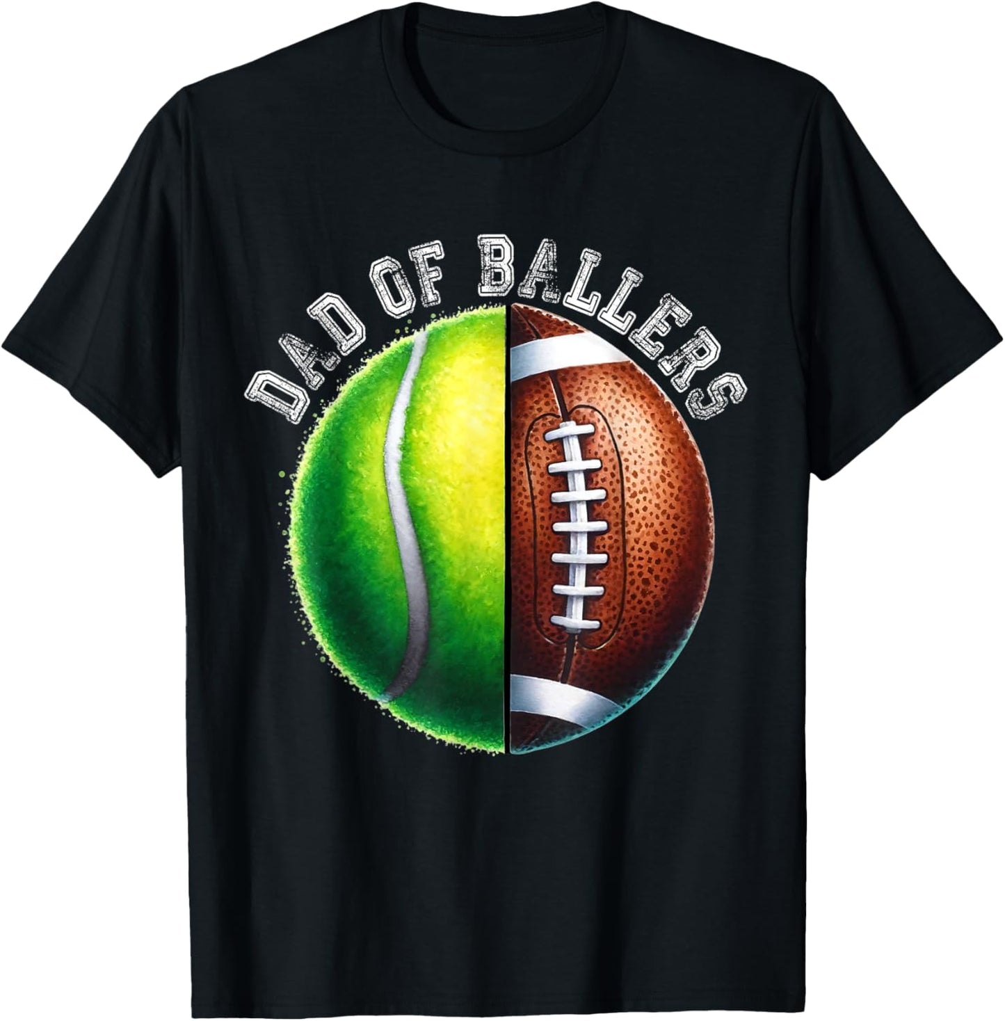 Dad of Ballers Tennis Football Player Coach Father's Day T-Shirt - T-Shirt | Black