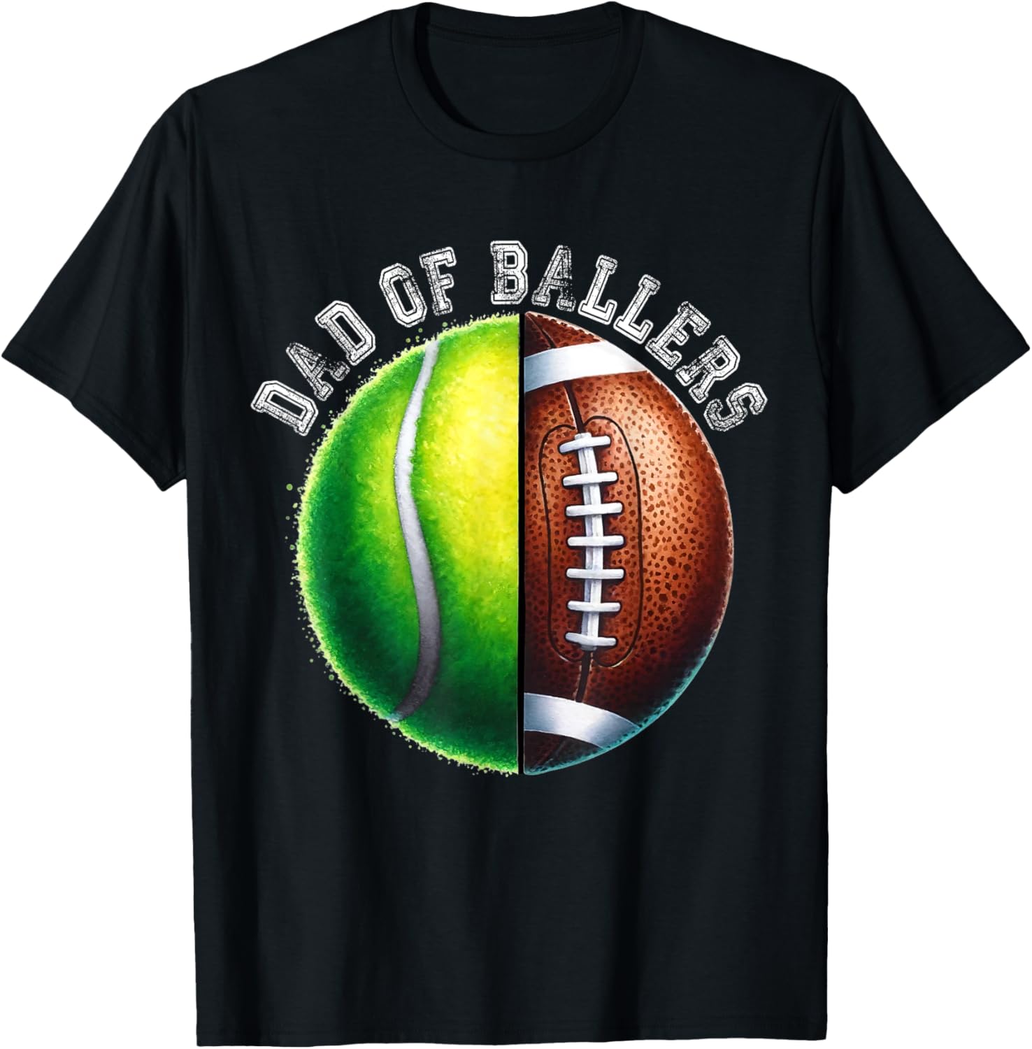 Dad of Ballers Tennis Football Player Coach Father's Day T-Shirt - T-Shirt | Black