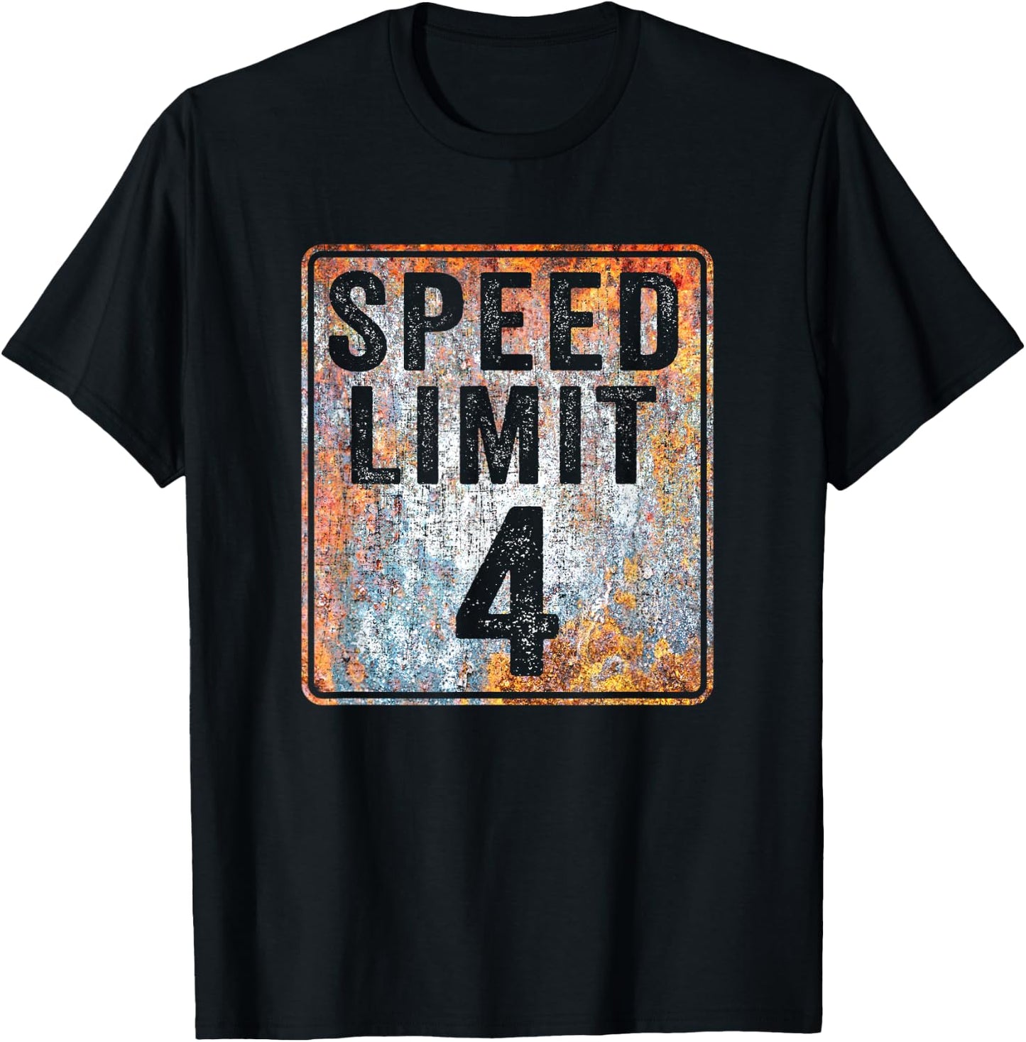 Speed Limit 4 MPH Sign 4th Birthday 4 Years Old Driving T-Shirt - T-Shirt | Black
