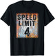 Speed Limit 4 MPH Sign 4th Birthday 4 Years Old Driving T-Shirt - T-Shirt | Black