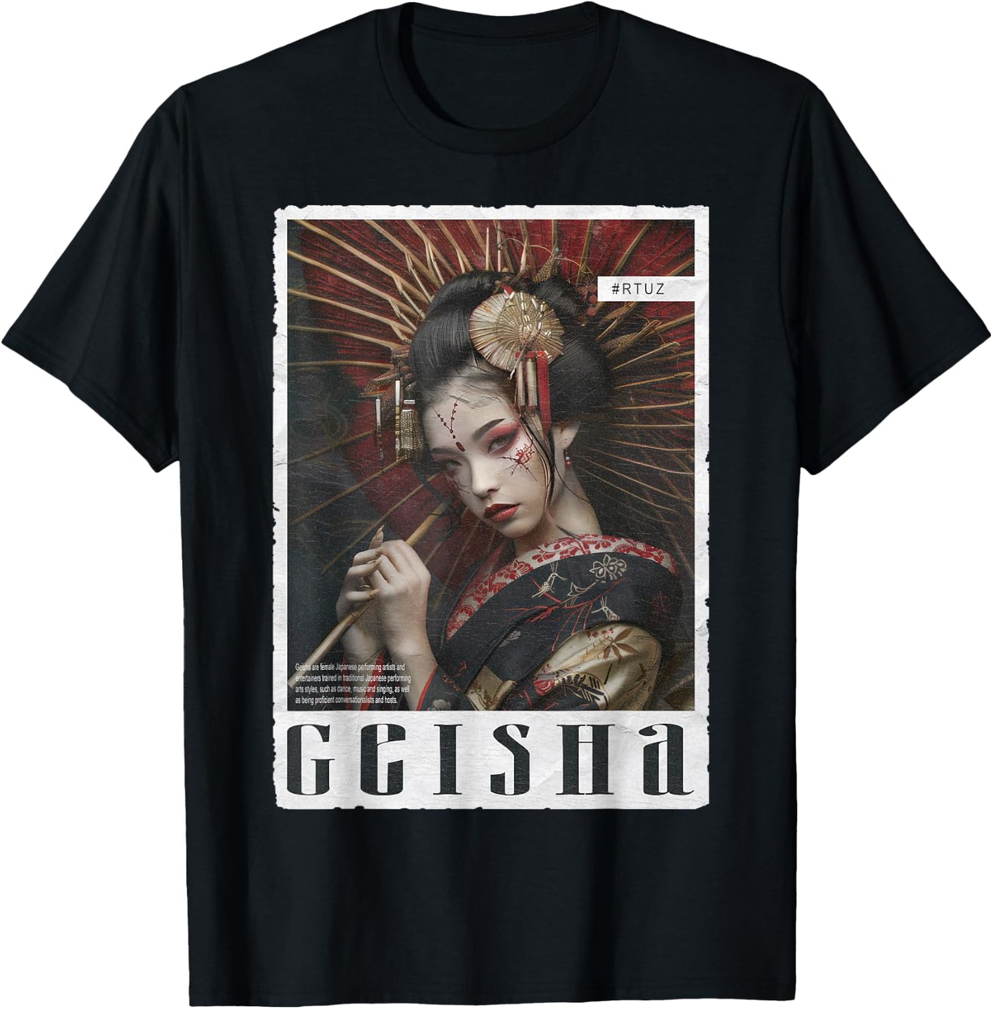 Hip Hop Y2K Vintage Hipster Edgy Urban Streetwear Geisha T-Shirt - T-Shirt | Black