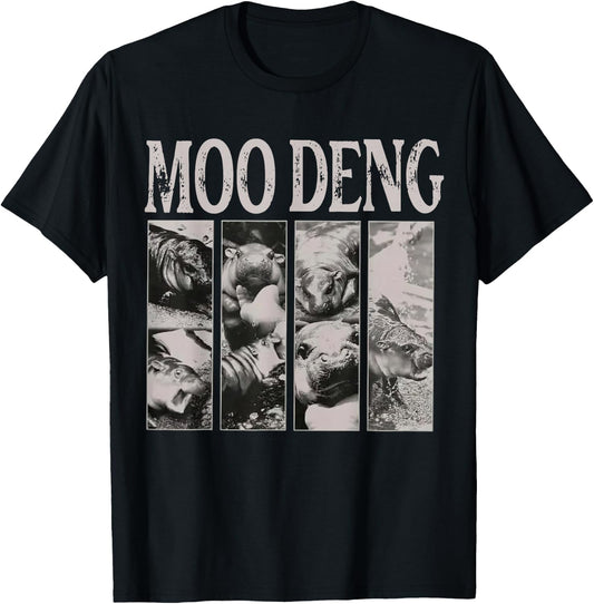 Retro In My Moo Deng Moo Deng Lover Cute Hippo Clothing T-Shirt - T-Shirt | Black
