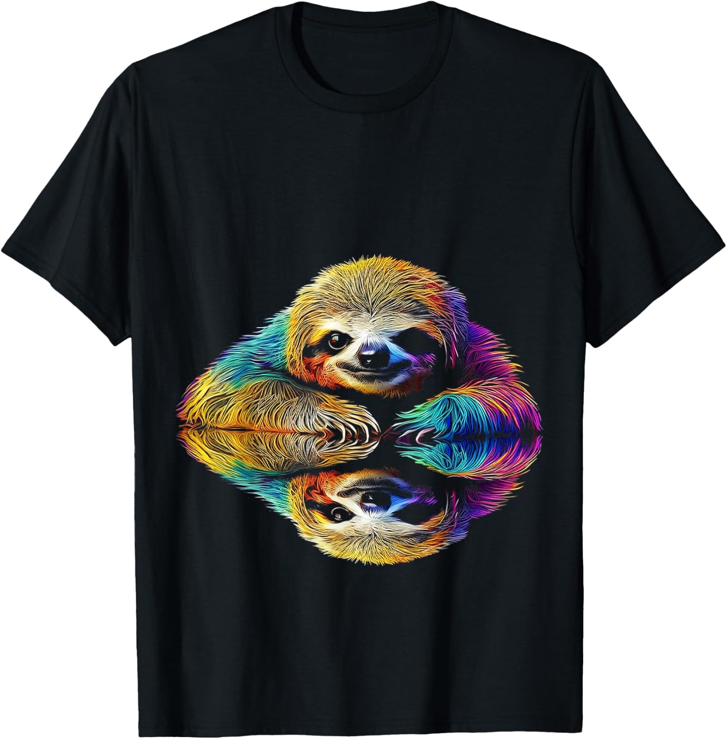 Faultier Abstrakt Niedlich Tier Bunte Kunst Grafik Faultier T-Shirt - T-Shirt | Black