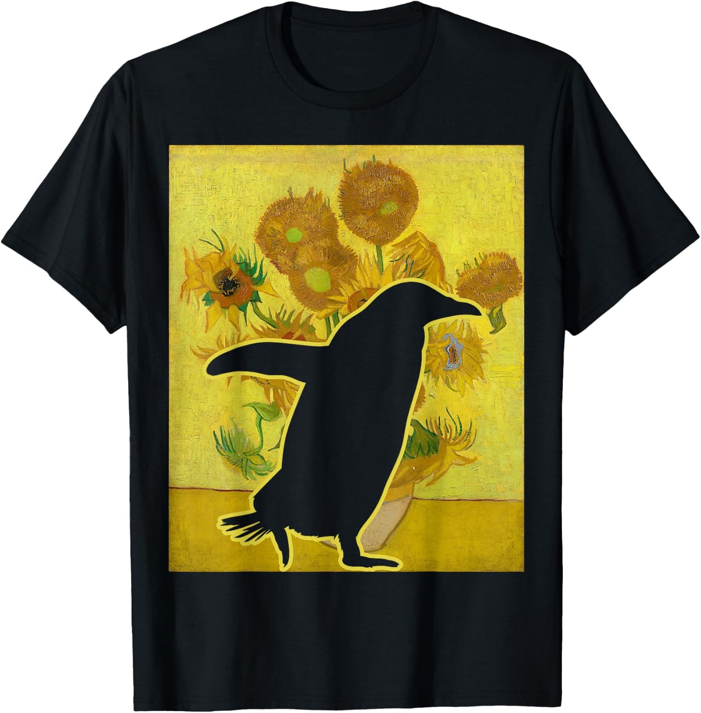 Penguin Sunflowers Penguin Lover Van Gogh Penguin T-Shirt - T-Shirt | Black