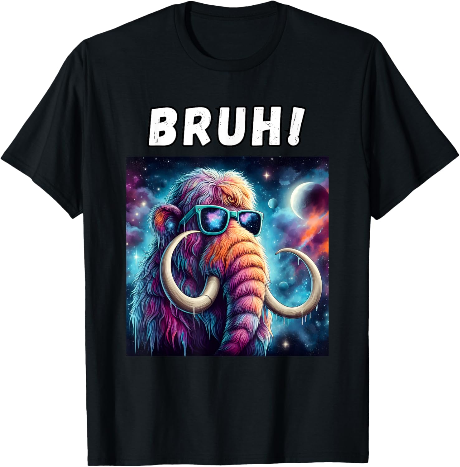Woolly Mammoth BRUH, Cosmic Woolly Mammoth Elephant Lovers T-Shirt - T-Shirt | Black