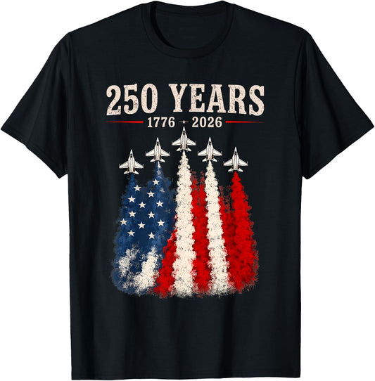 American 1776-2026 Air Force 4th of July 250 Years Freedom T-Shirt - T-Shirt | Black