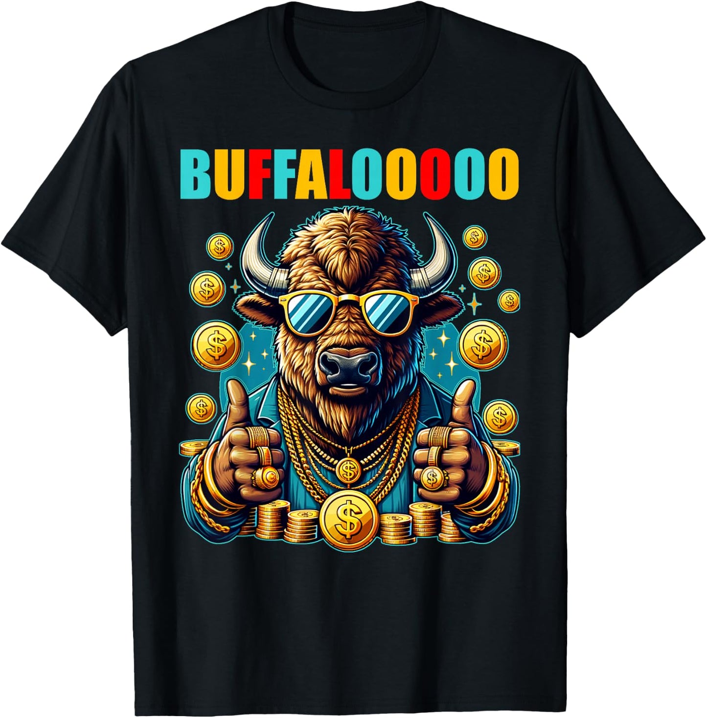 Lucky Buffalo Casino Slot Machine BUFFALOOOOO Gambling T-Shirt - T-Shirt | Black