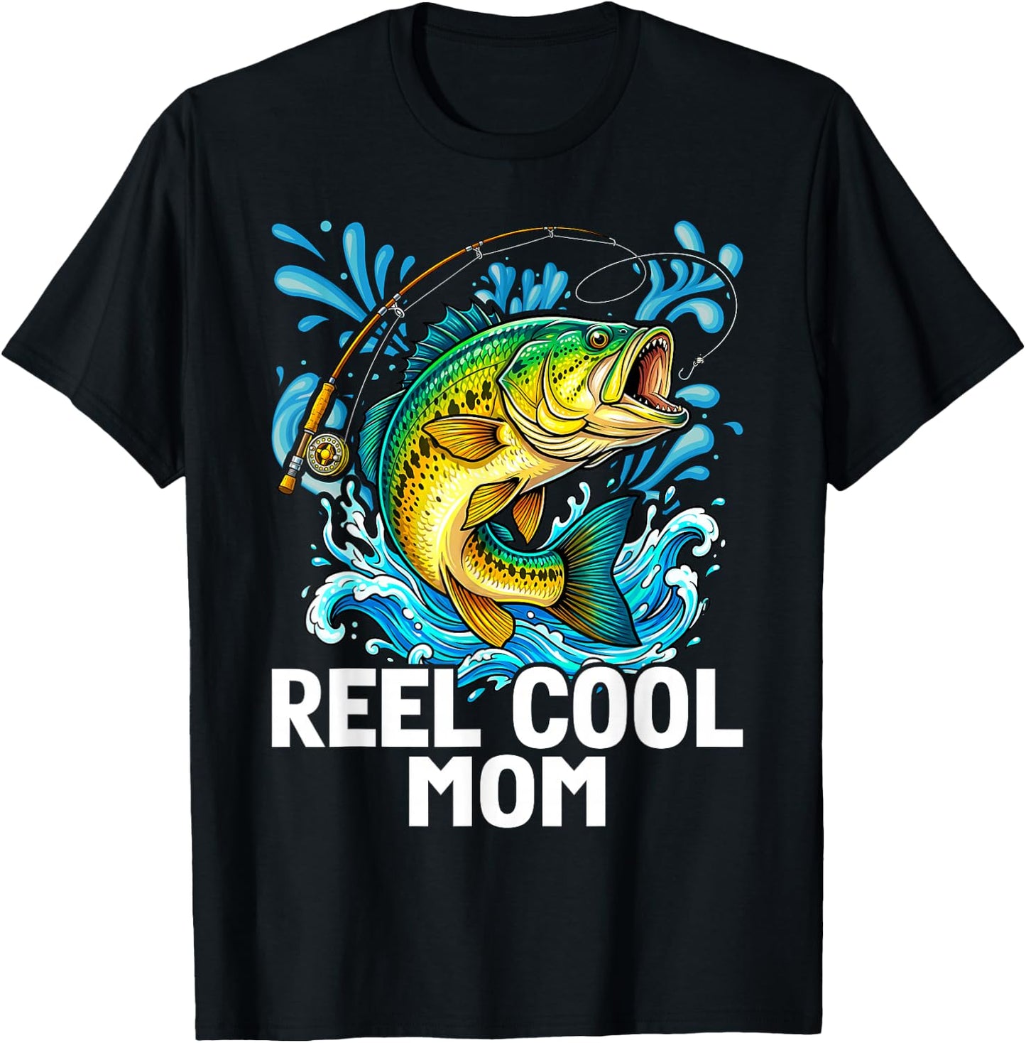 Reel Cool Mom Fishing Mom Birthday Vintage T-Shirt - T-Shirt | Black