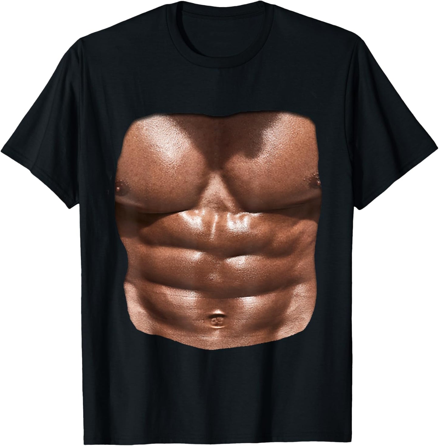 Fake Muscle Under Clothes Shirt Chest Six Pack Abs T-Shirt - T-Shirt | Black