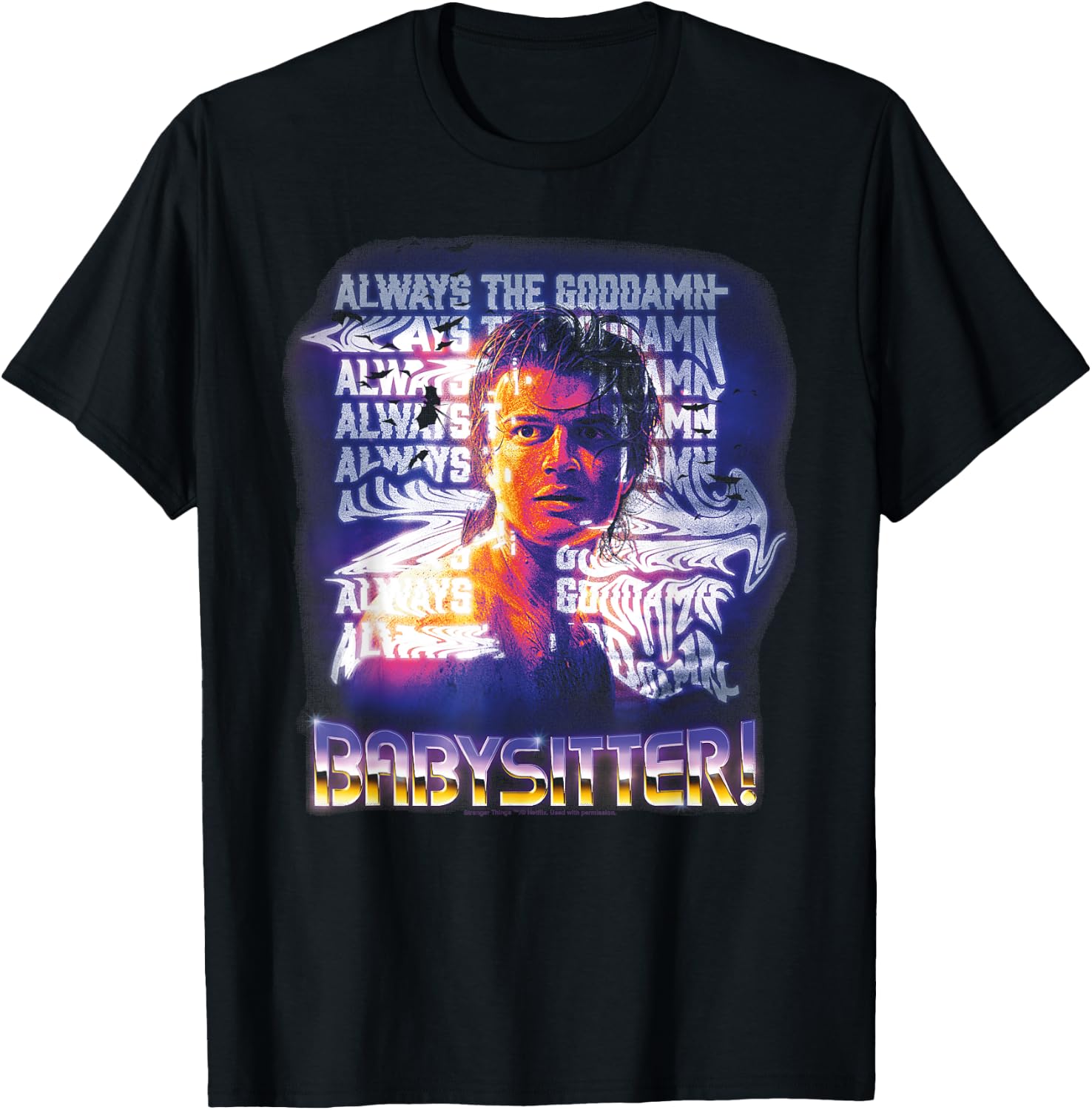 Stranger Things Always, Steve Harrington's Babysitter , Black, S T-Shirt - T-Shirt | Black