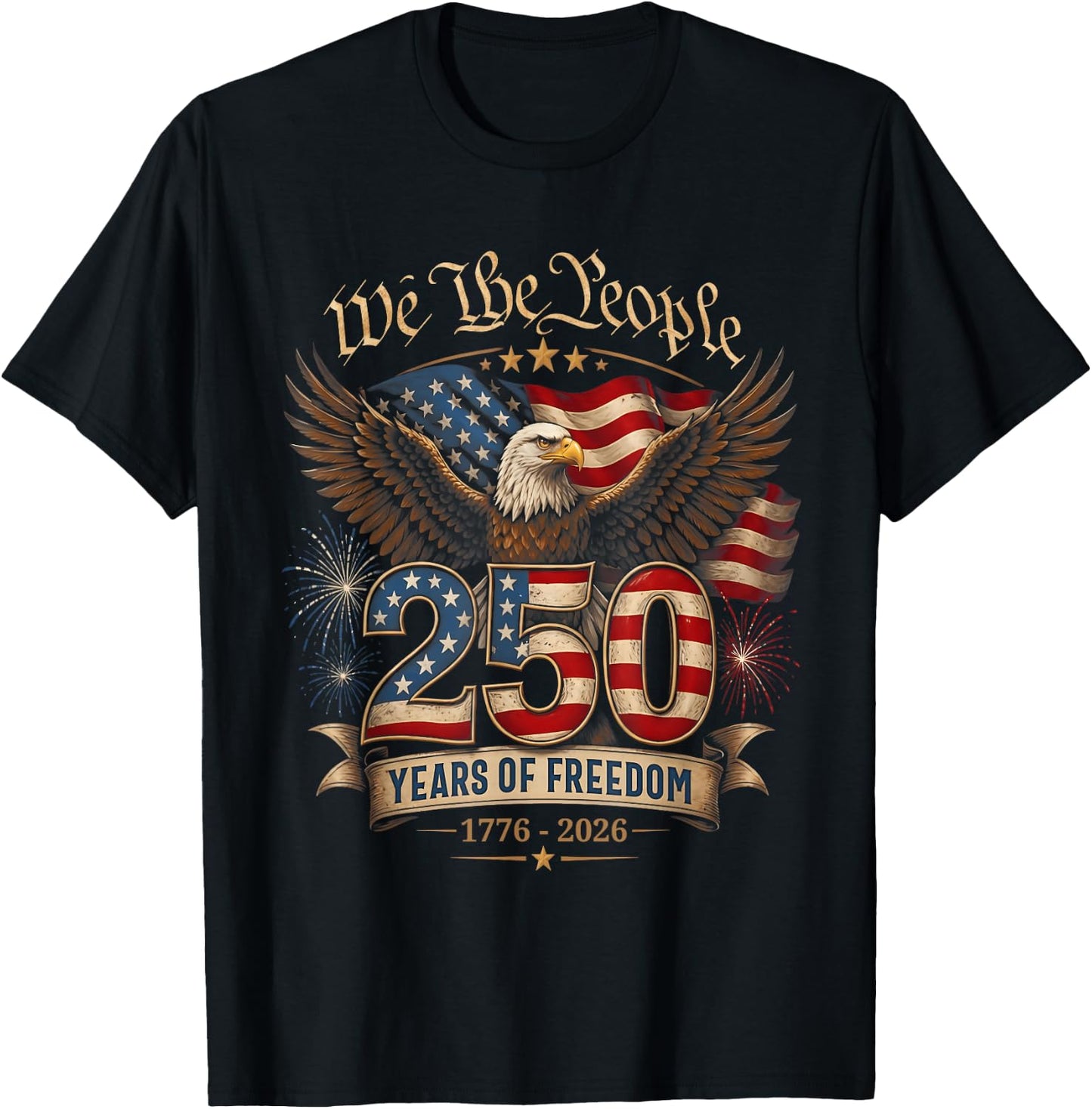 250 Years American 1776 2026 250th USA Birthday 4th of July T-Shirt - T-Shirt | Black
