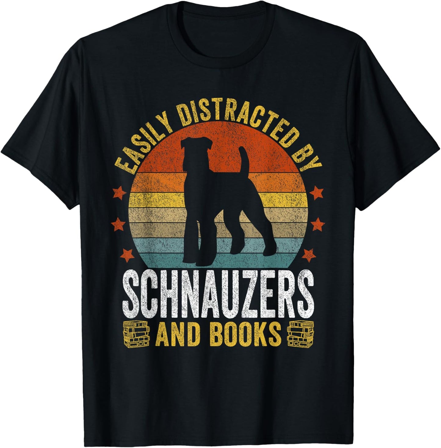 Schnauzer And Books Schnauzer Mom Schnauzer Dad Retro T-Shirt - T-Shirt | Black