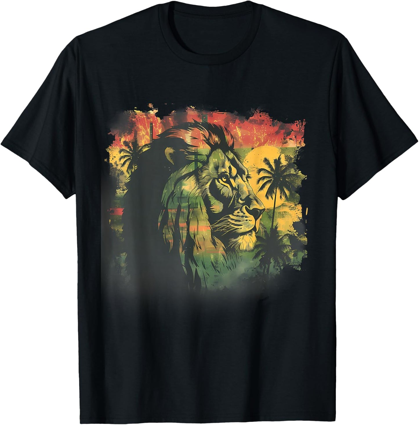 Rasta Reggae Lion Rasta Roots Lion Of Judah Reggae Music T-Shirt - T-Shirt | Black