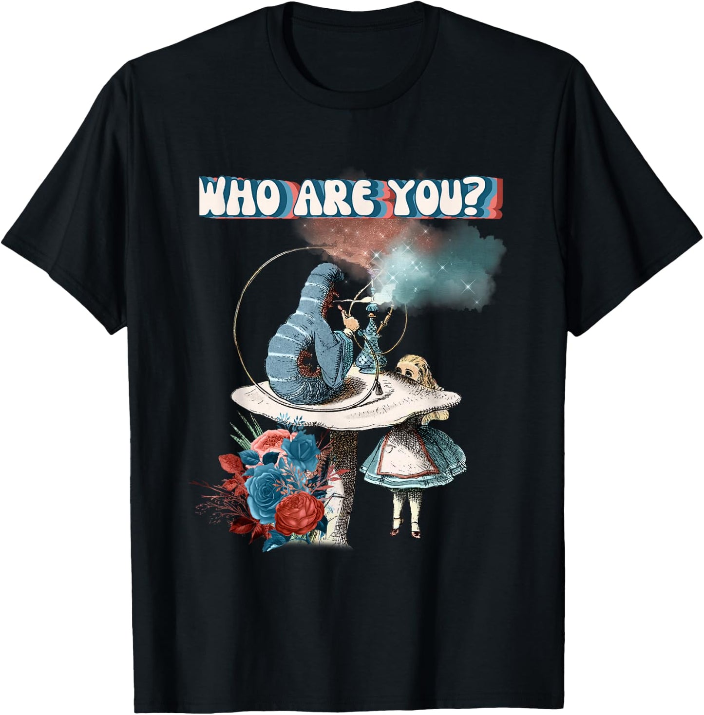 Alice Wonderland Caterpillar Smoking Hookah Pipe T-Shirt - T-Shirt | Black