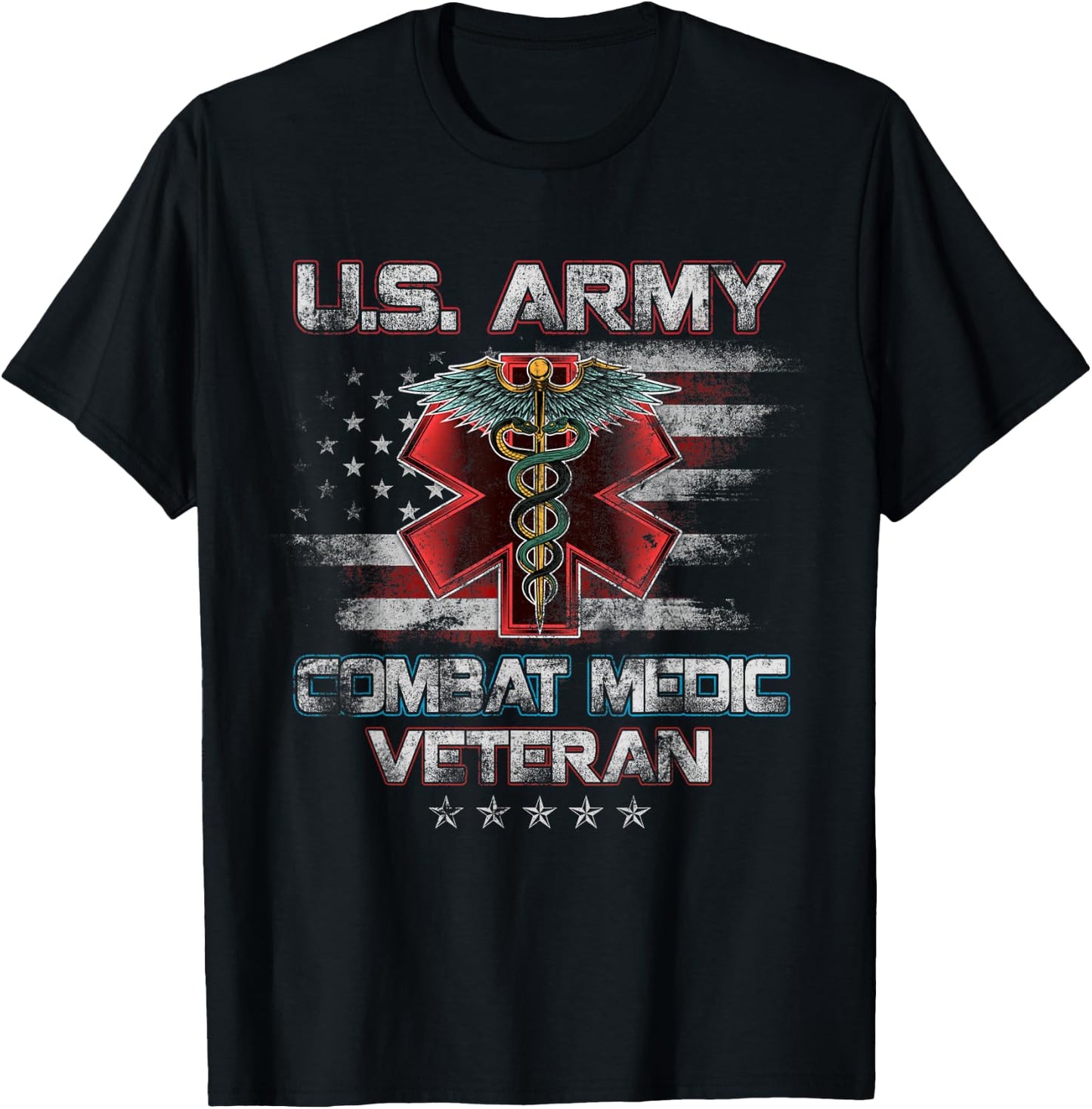 U.S Army Combat Medic Proud Veteran Medical Military Retired T-Shirt - T-Shirt | Black