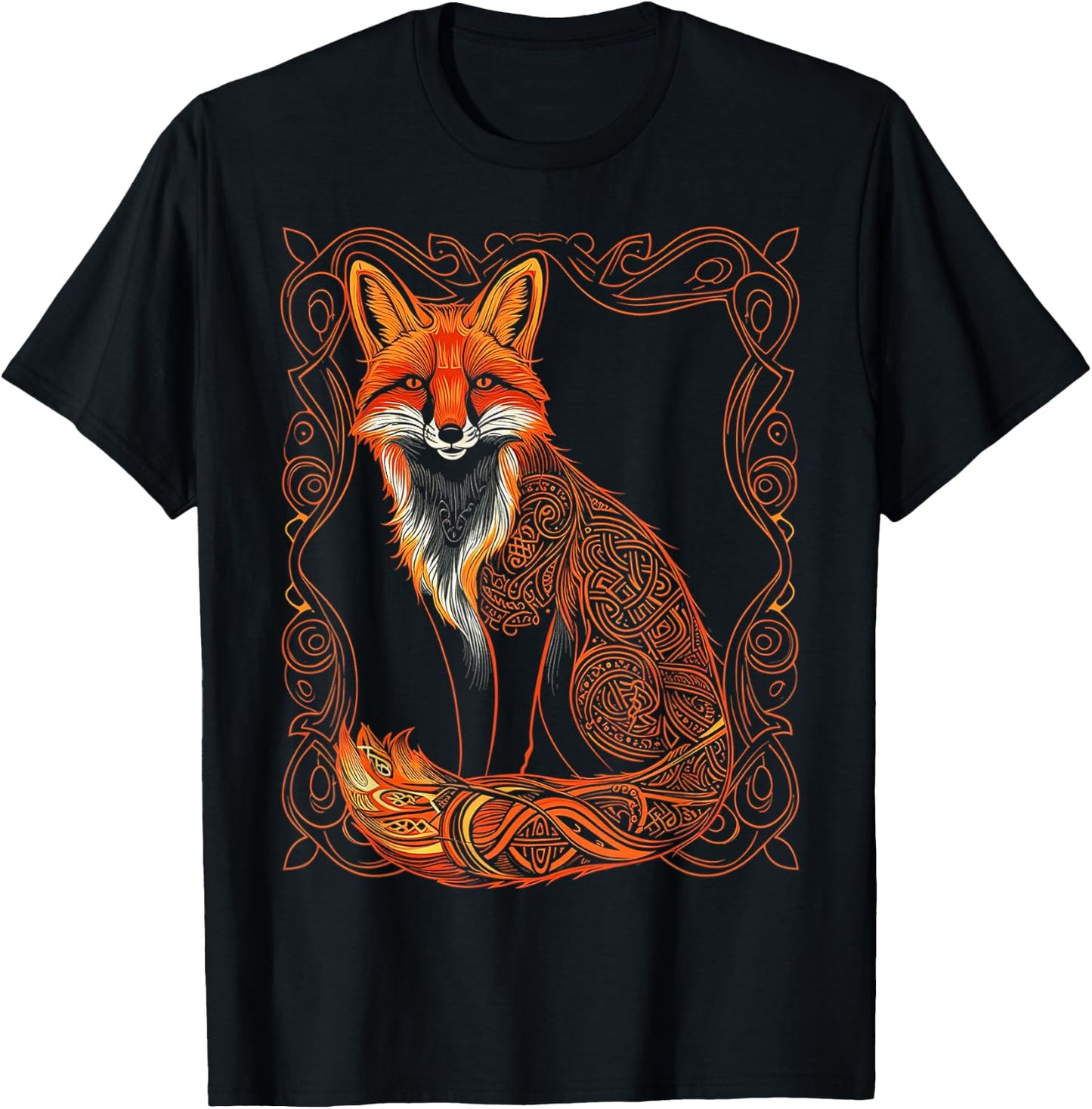 Fox Animal Illustration Fox , Black, S T-Shirt - T-Shirt | Black