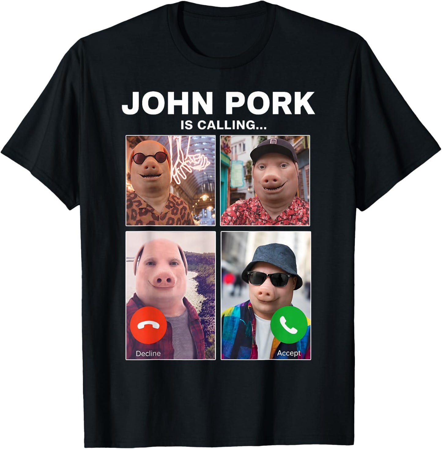 Funny John Pork is Calling Meme Braintot Gifts Boys Kids T-Shirt - T-Shirt | Black