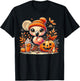 Cute flamingo in Autumn with Pumpkin Drink T-Shirt - T-Shirt | Black