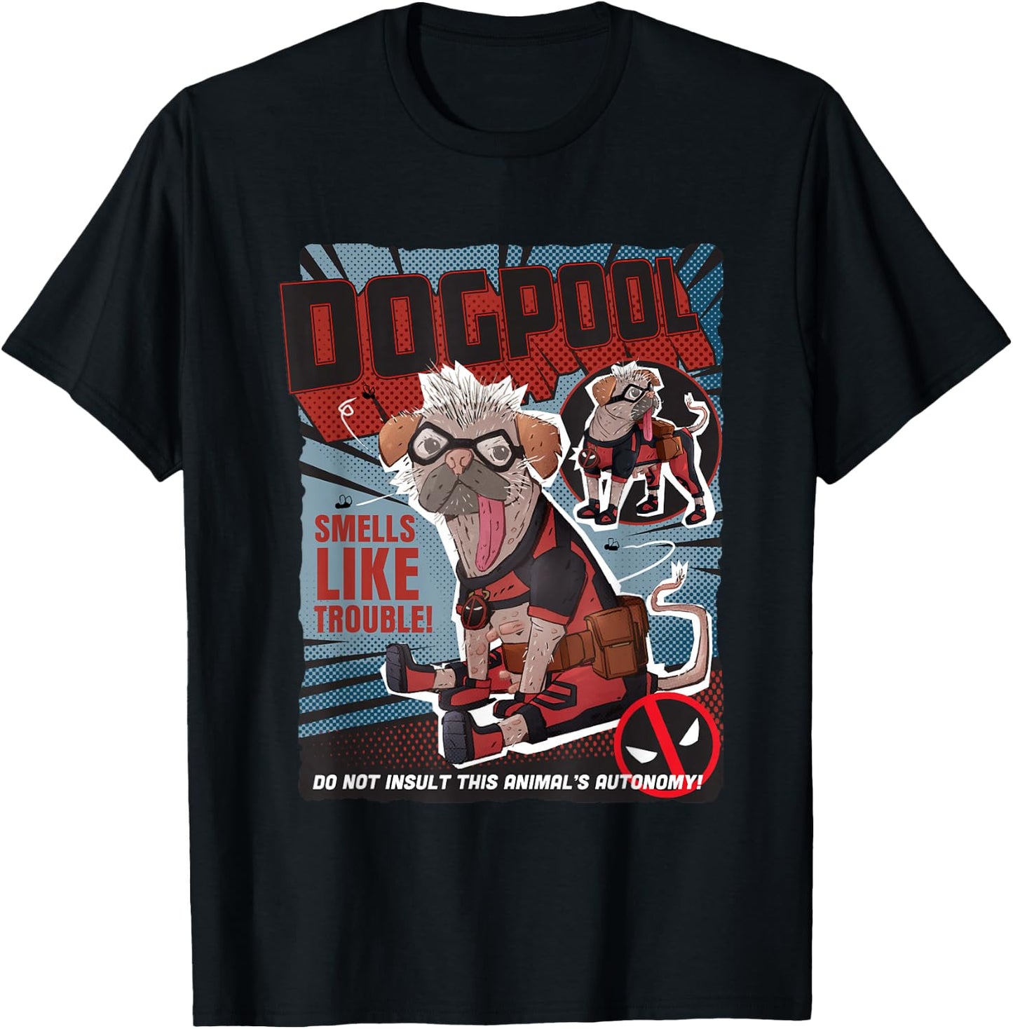 Marvel Deadpool & Wolverine Dogpool Doodle Comic Book Cover , Black, S T-Shirt - T-Shirt | Black
