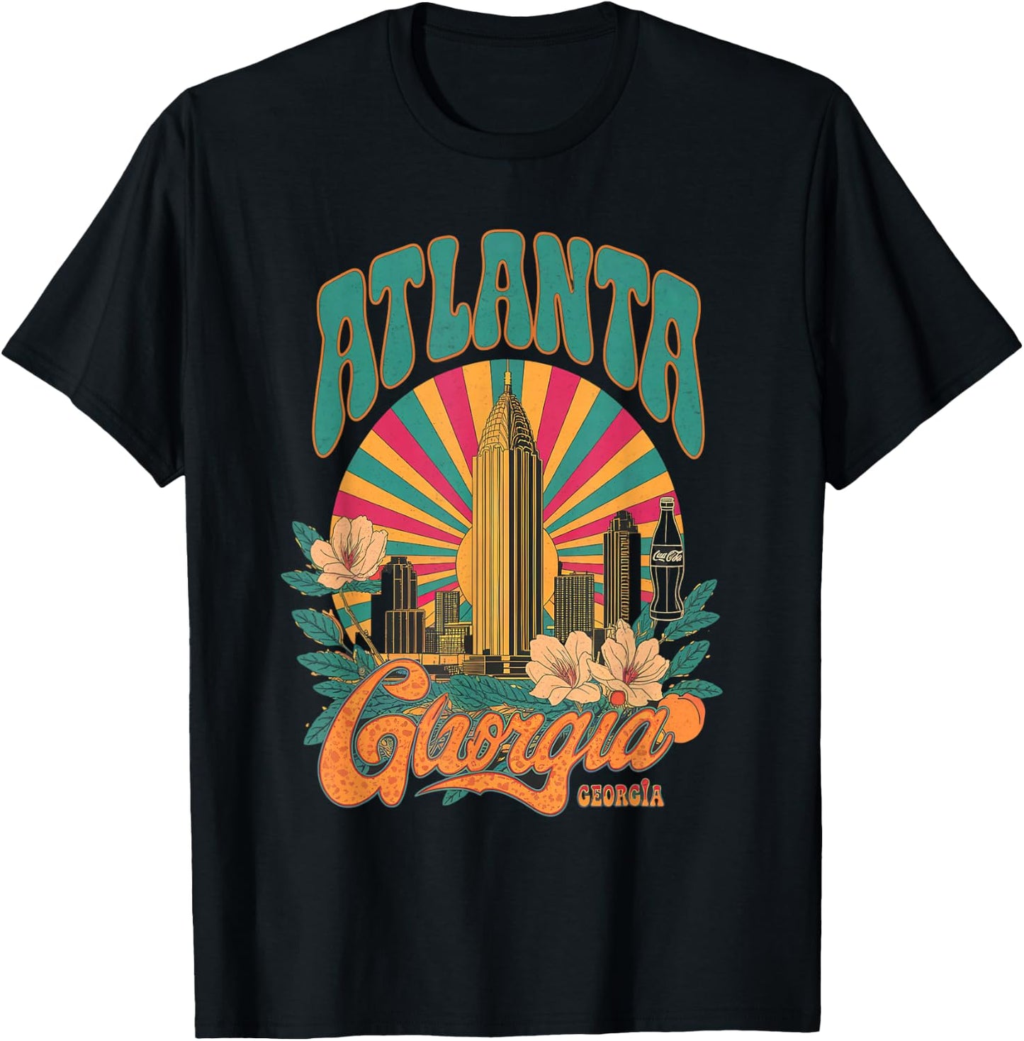 Atlanta Skyline Georgia Vintage City Souvenir Retro ATL T-Shirt - T-Shirt | Black