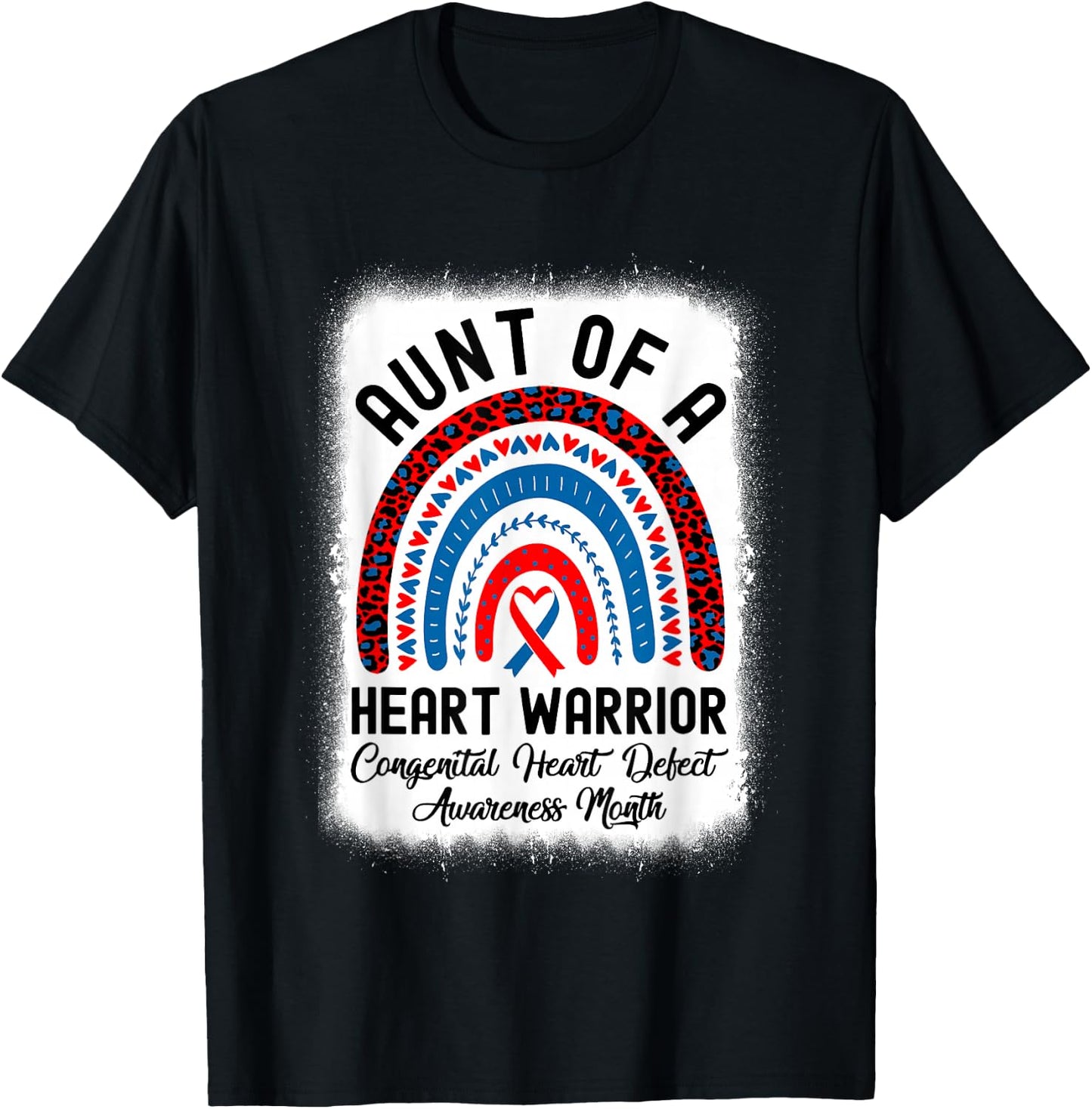 Aunt Of Warrior Chd Congenital Heart Defect Awareness Month T-Shirt - T-Shirt | Black