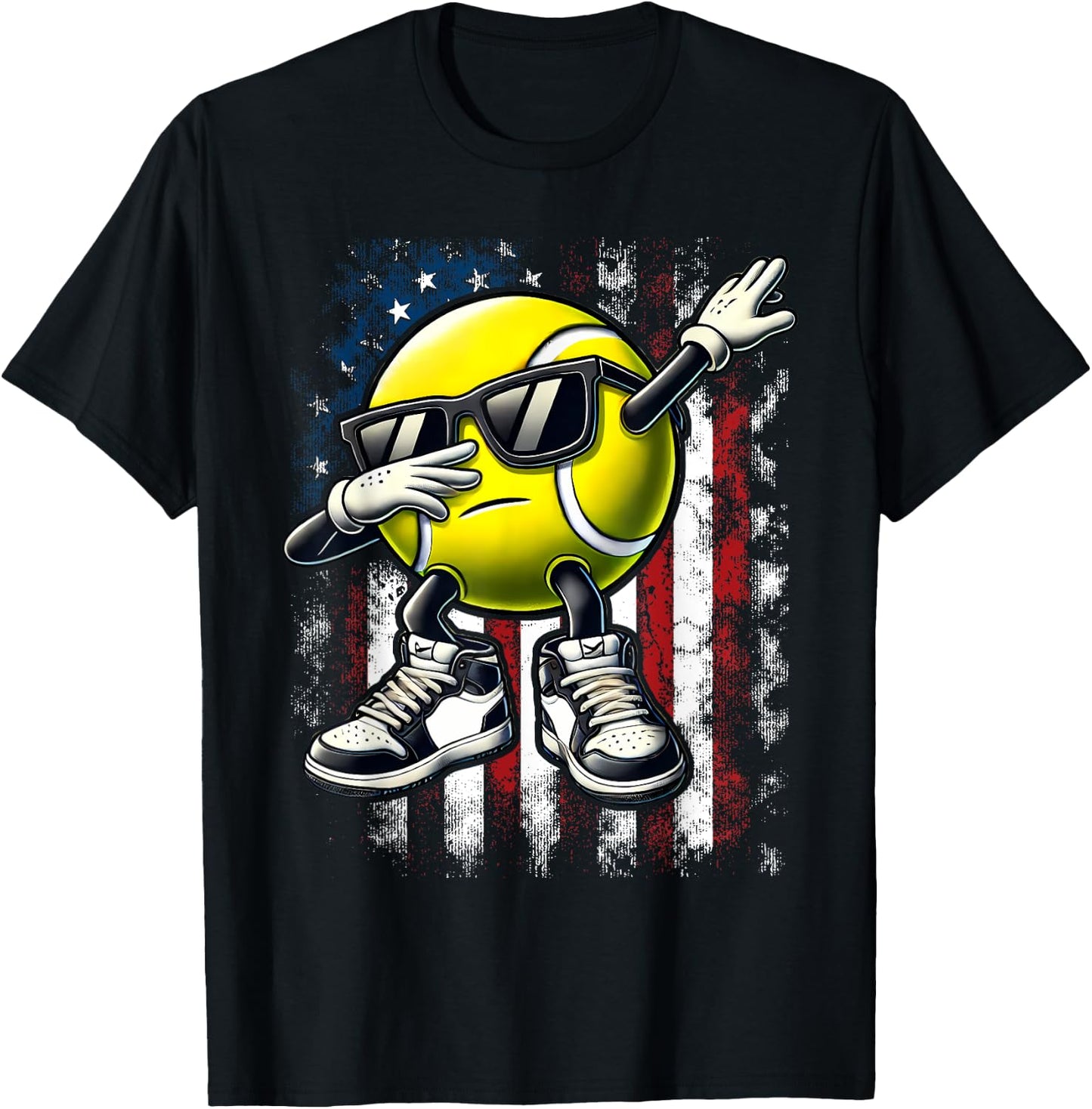 Dabbing Tennis Ball Funny Boys Men Women Sports Player T-Shirt - T-Shirt | Black
