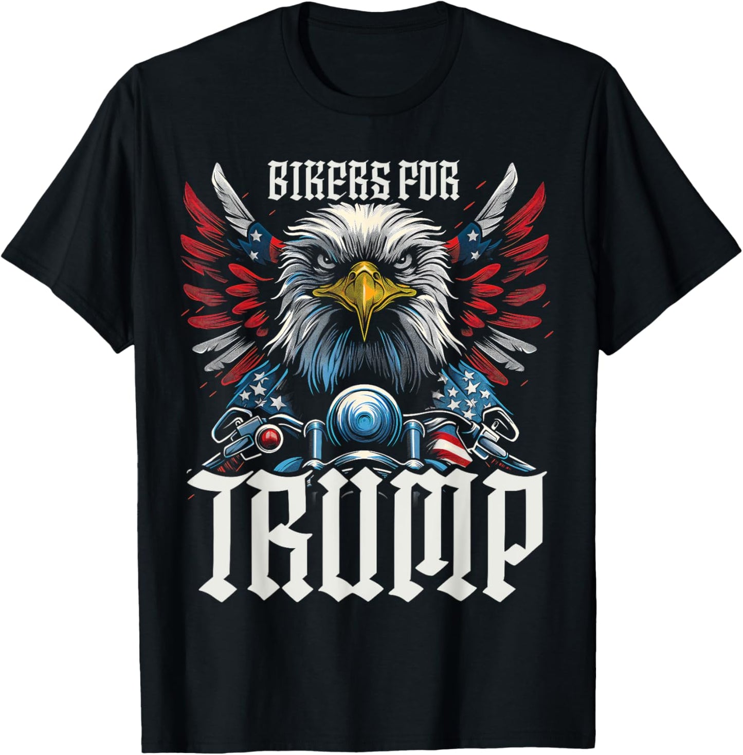 Epic USA Flag Eagle Bikers For Trump 2024 Kids Men T-Shirt - T-Shirt | Black
