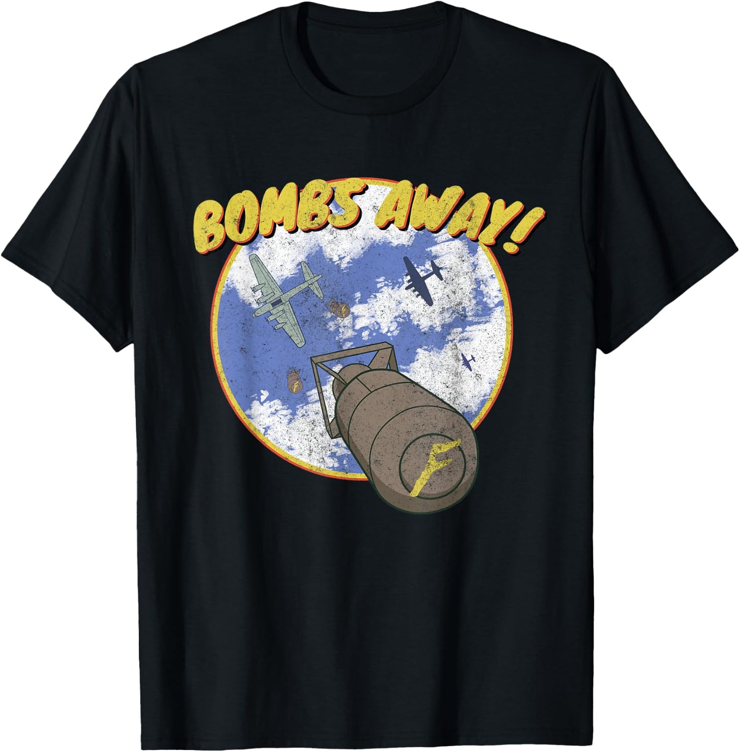 B-17 Classic Vintage Aviation Bomber Distressed F-Bomb T-Shirt - T-Shirt | Black