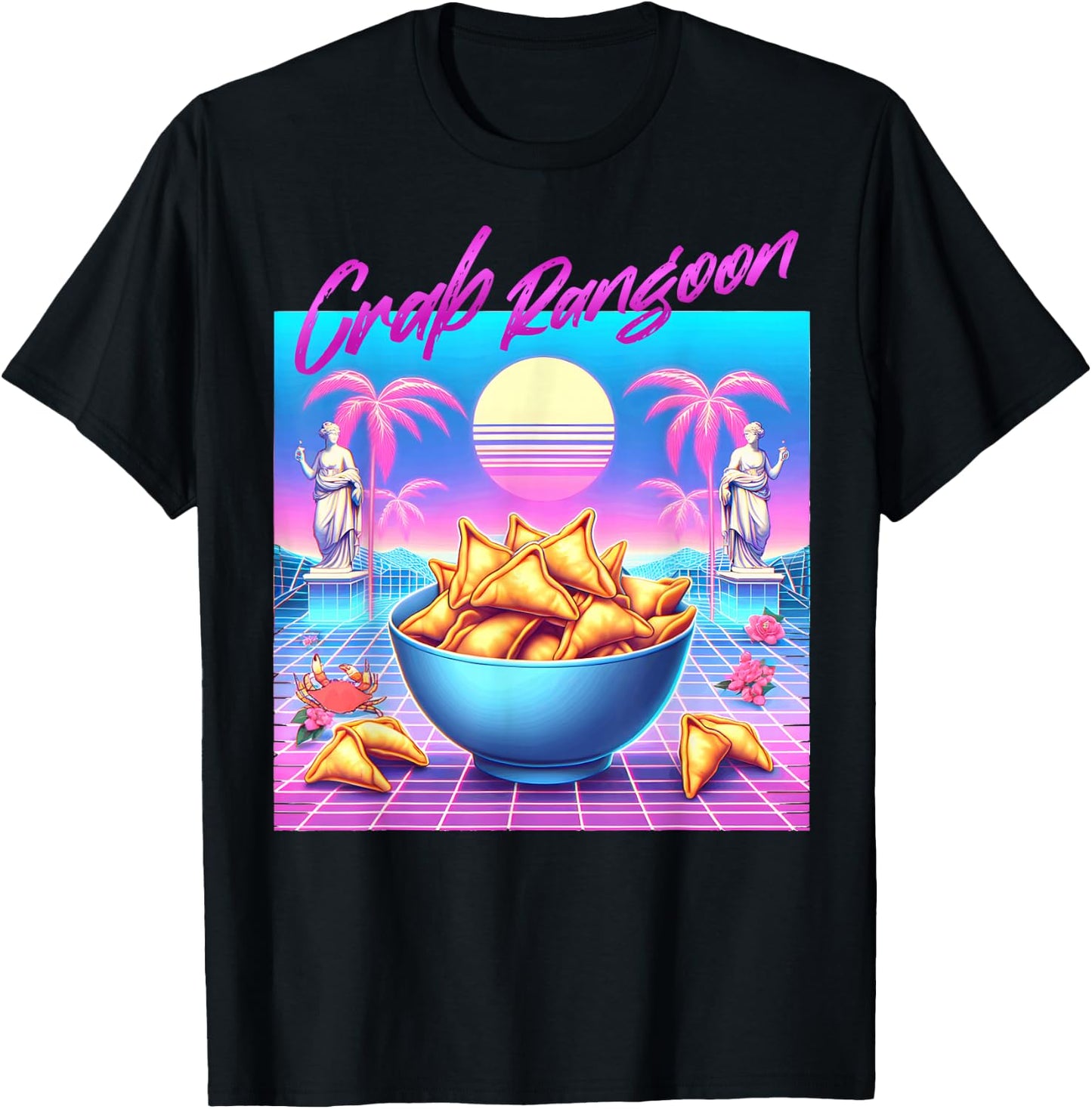Vaporwave Crab Rangoon Goons Meme 80s Synthwave Retro 1980s T-Shirt - T-Shirt | Black