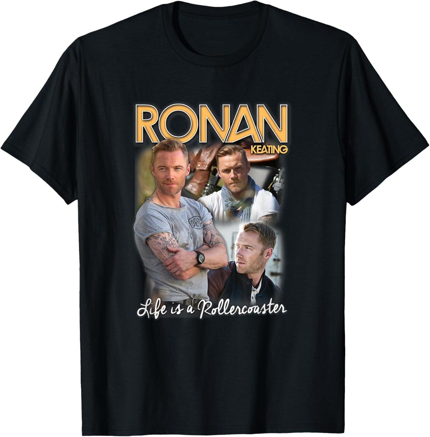 Ronan Keating Official Tribute Life Is A Rollercoaster , black T-Shirt - T-Shirt | Black