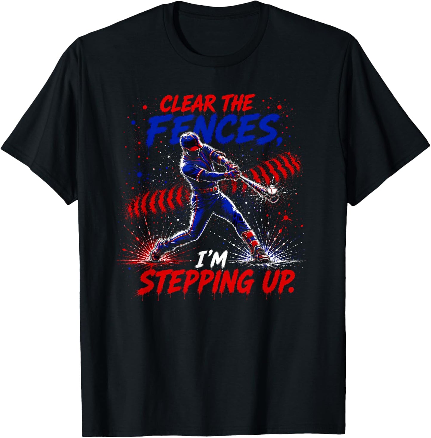 Baseball Batter Homerun Boys Men Paint Splatter Sports T-Shirt - T-Shirt | Black