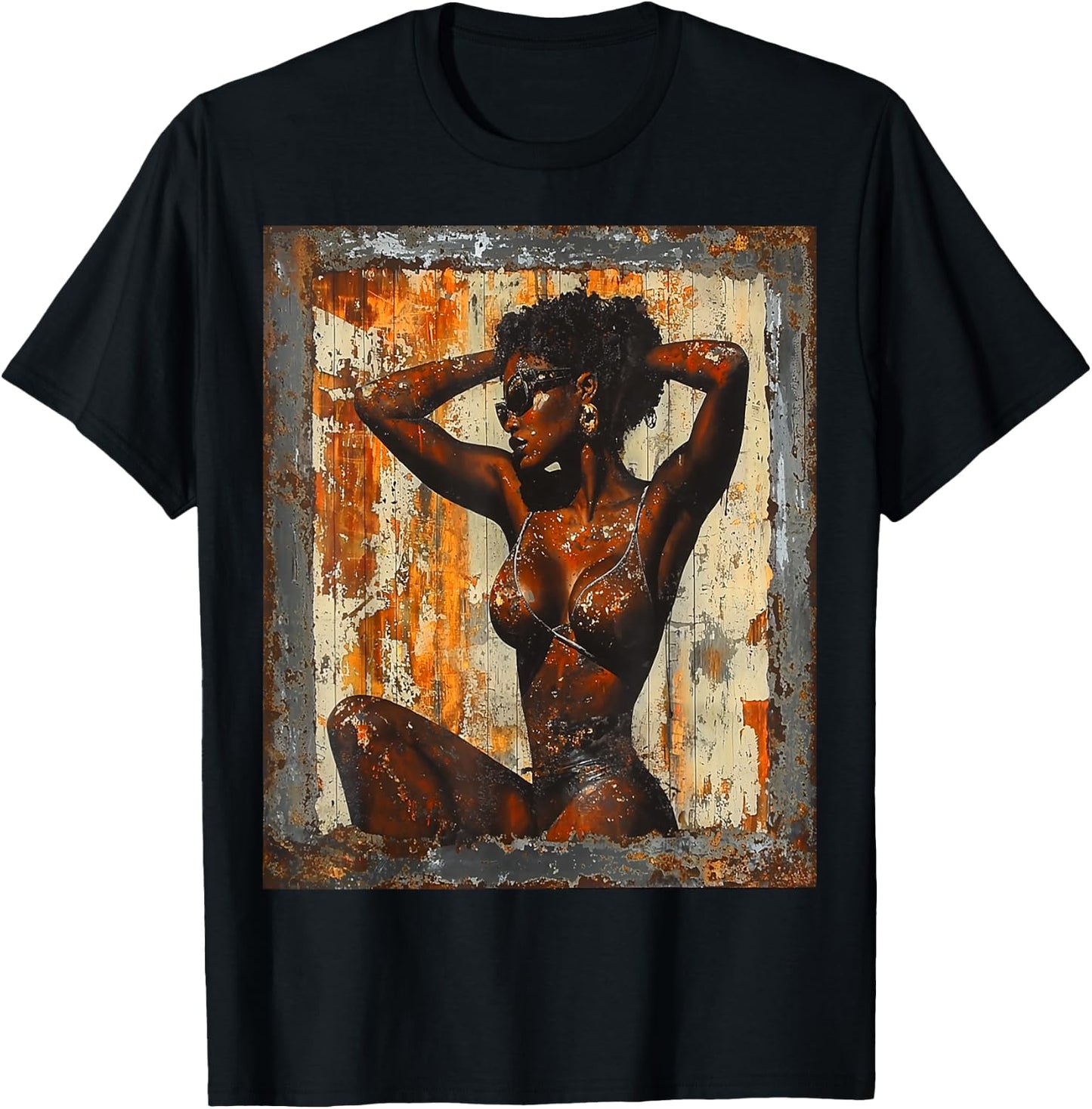 Beautiful Vintage Black Girl Woman Retro Pin Up Model Art T-Shirt - T-Shirt | Black