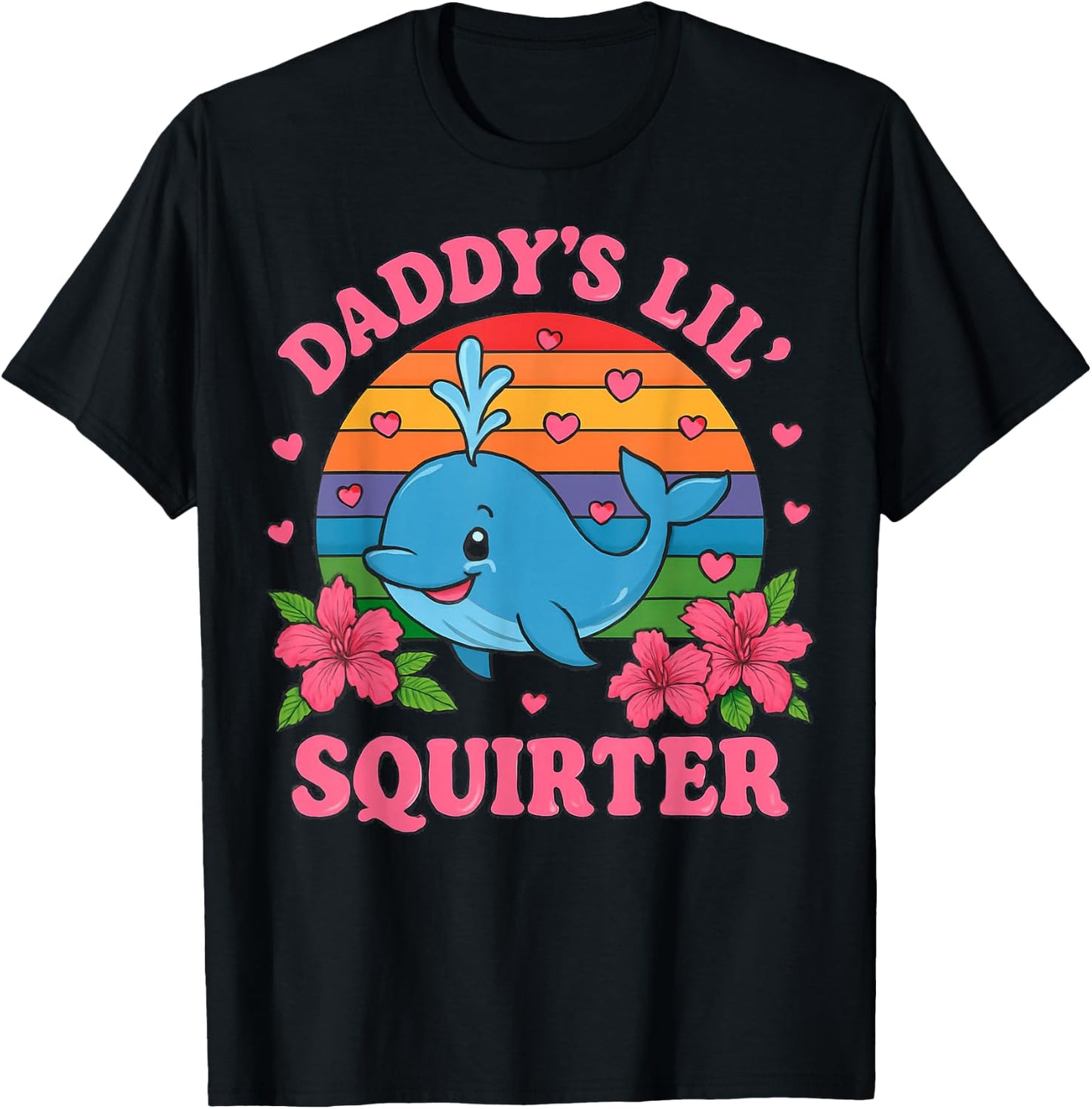 Playful Daddy's Lil Squirter Blue Whale Design T-Shirt - T-Shirt | Black