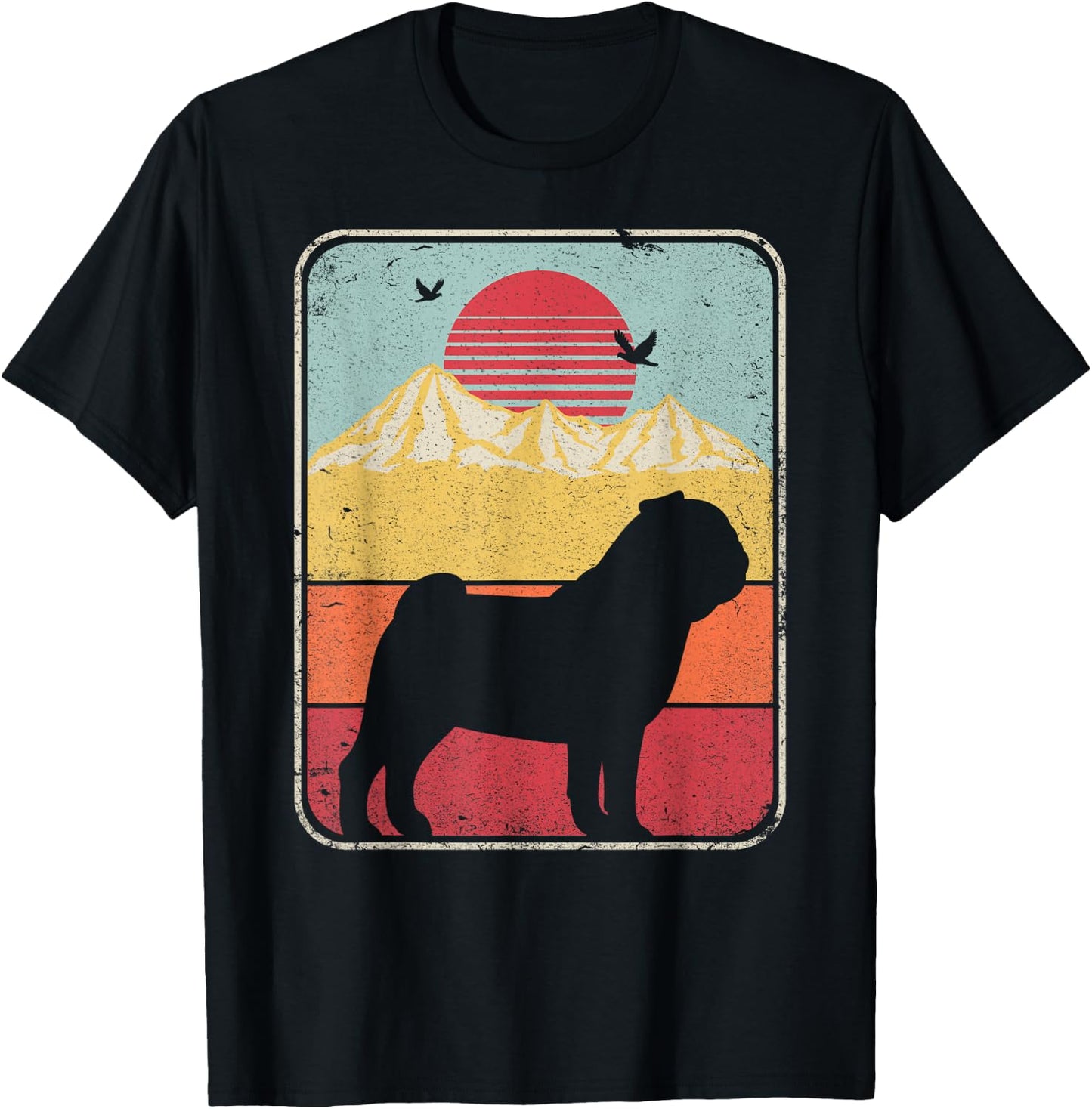 Pug Shirt. Retro Style T-Shirt - T-Shirt | Black