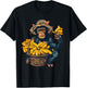 Banana Monkey Farmer Drawing Artwork Banana Fruit T-Shirt - T-Shirt | Black