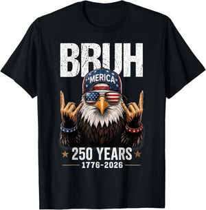 Bruh USA 250 Years 4th of July Eagle American Patriotic T-Shirt - T-Shirt | Black
