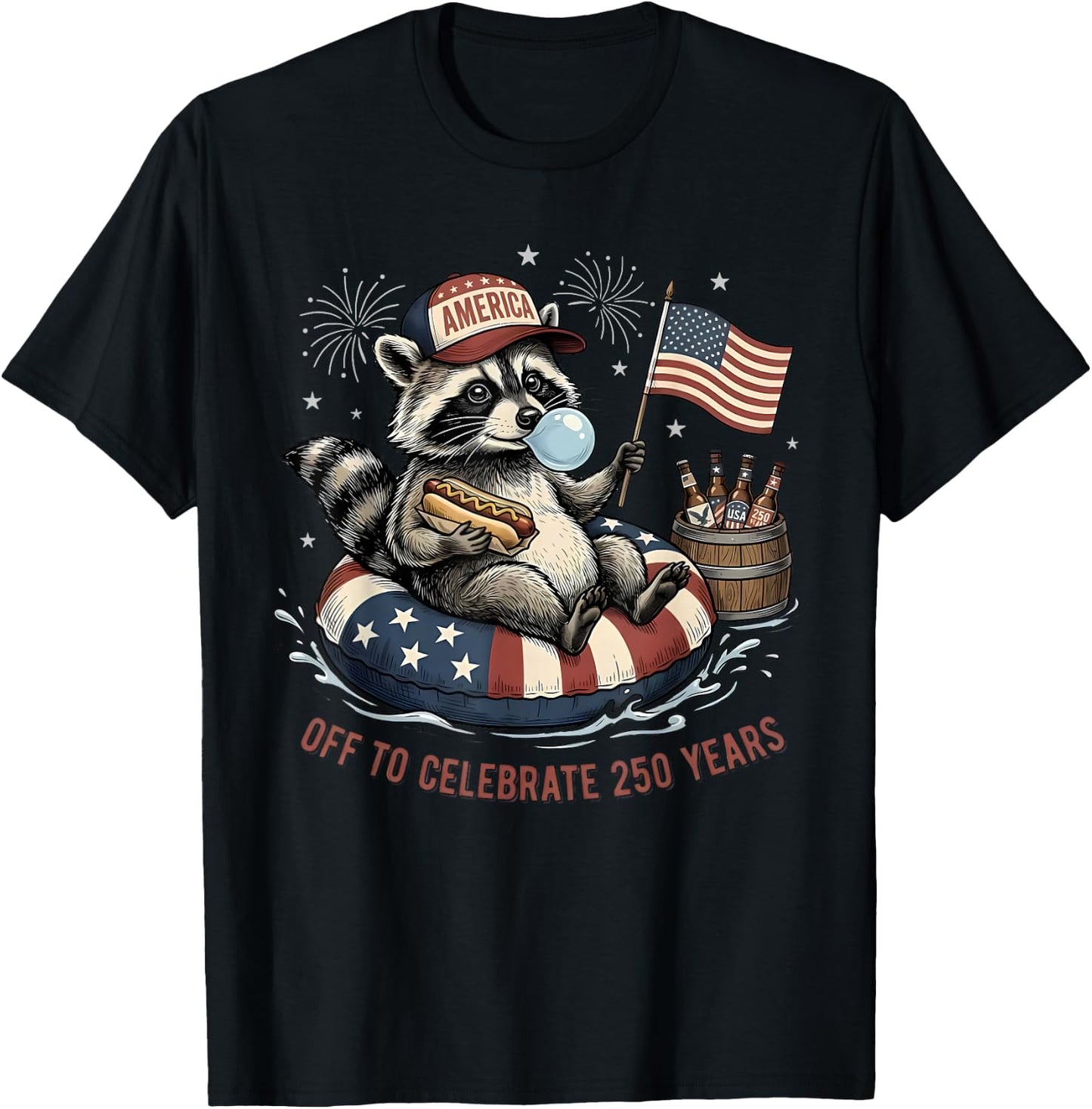 Off to Celebrate 250 Years Funny 250th American Anniversary T-Shirt - T-Shirt | Black