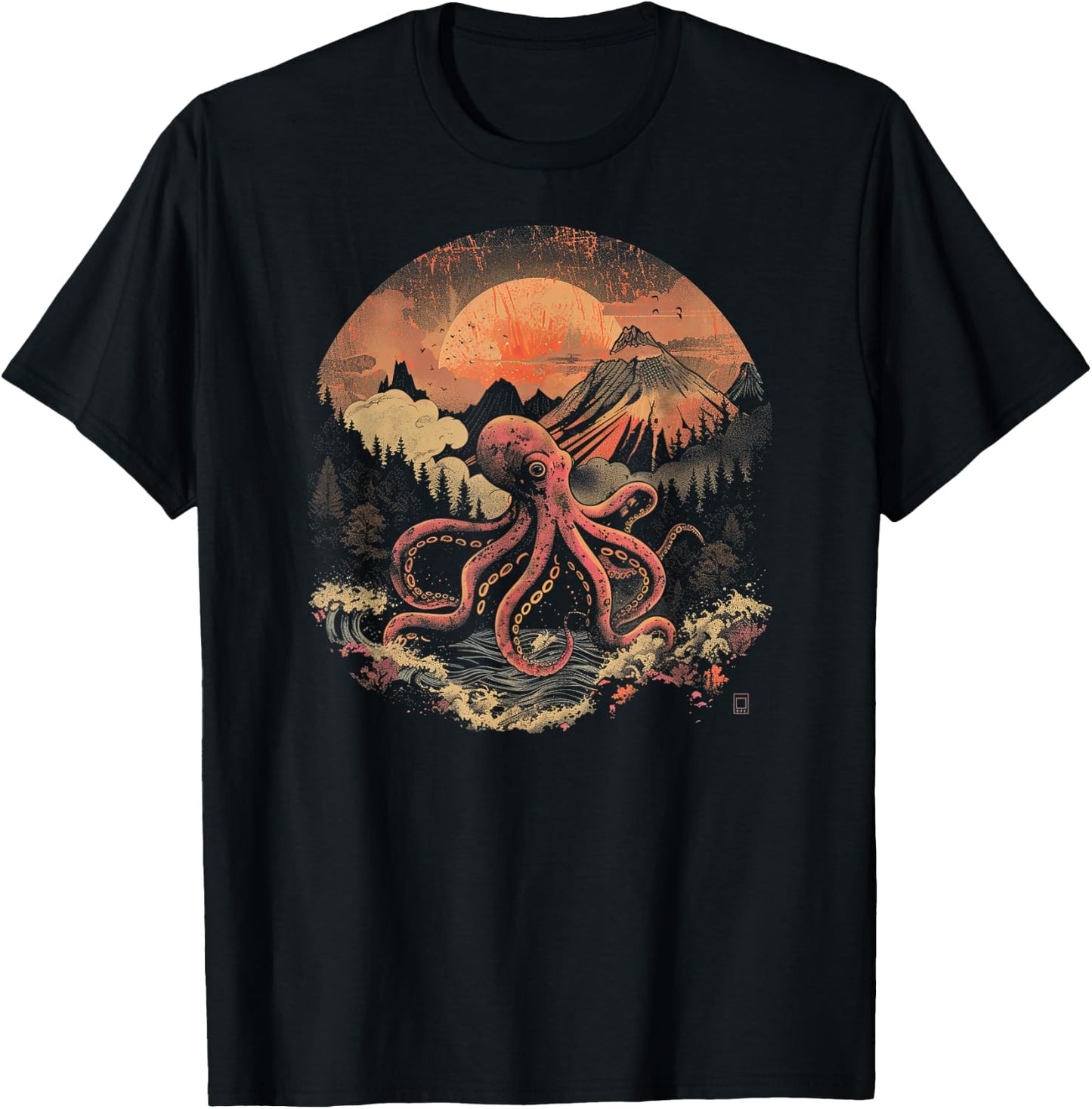 Evening Octopus T-Shirt - T-Shirt | Black