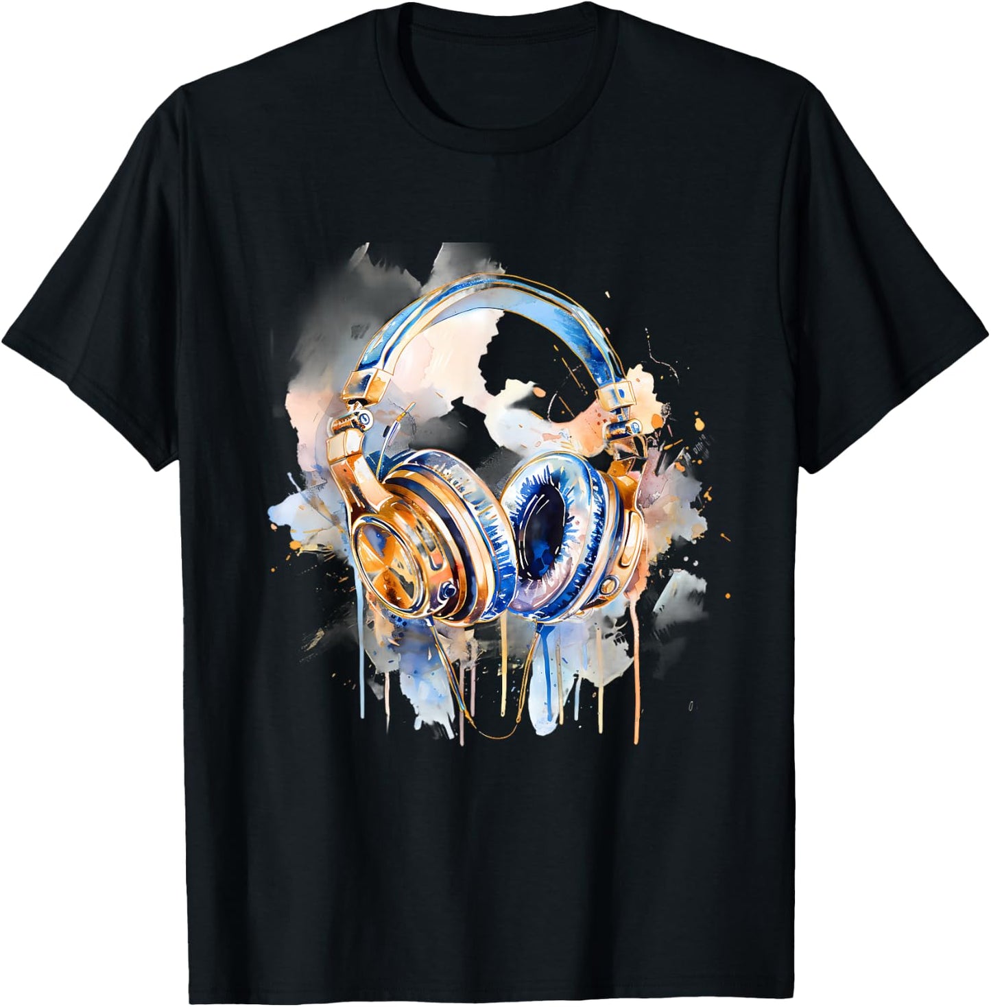 Headphones Music DJ Splash EDM Music Headphones Music Lover T-Shirt - T-Shirt | Black